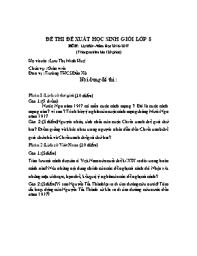 Đề thi đề xuất học sinh giỏi môn Lịch sử Lớp 8 - Năm học 2016-2017